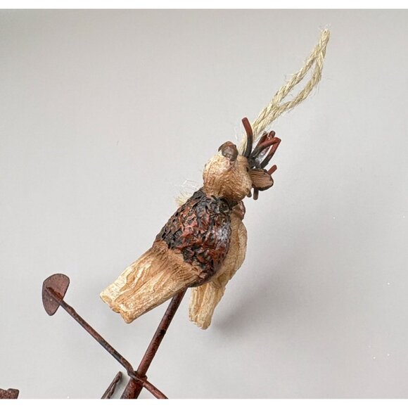 Vintage Reindeer Weathervane Christmas Tree Ornament Pinecone Base Rustic Farm - Picture 6 of 7